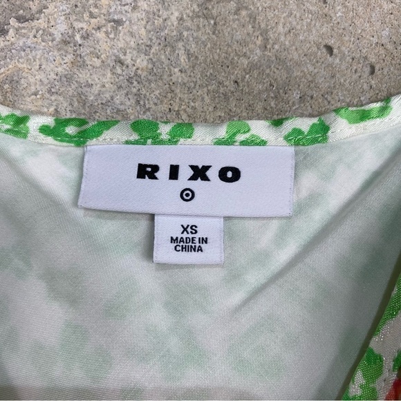 Rixo target bright green leopard orange floral sleeveless midi slip dress - Picture 5 of 7